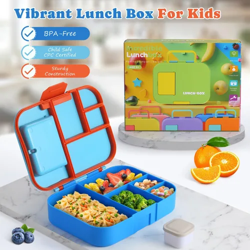 Miniatura 6 de QQKO Lonchera Bento para niños, lonchera para adultos, contenedores para niños y niñas con 5 compartimentos, contenedor de comida con utensilios