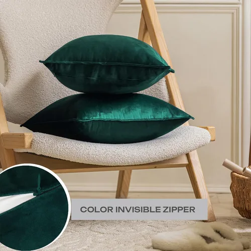 Miniatura 3 de JIAHANNHA Juego de 2 fundas de cojín de terciopelo de color verde de 12 x 20 pulgadas, cuadradas, suaves y decorativas, para sofá, cama, sala