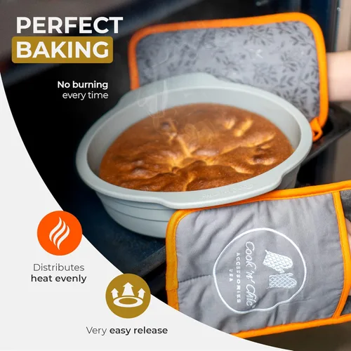 Miniatura 5 de Cook'n'Chic - Molde redondo de silicona para tartas de 9 x 2 pulgadas, plato antiadherente para horno, molde profesional para hornear tartas, tartas