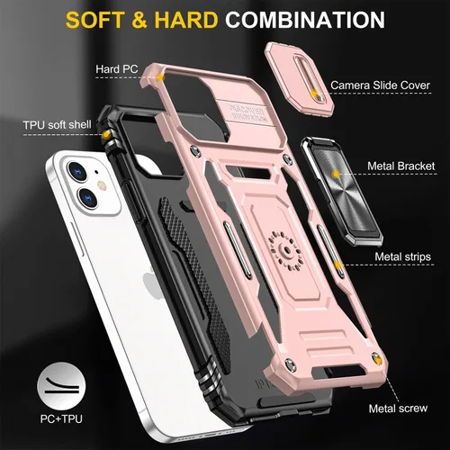 Miniatura 100 de Funda para iPhone 13 Pro con funda para cámara, con soporte de anillo para soporte, con función de montaje magnético para automóvil, para iPhone 13