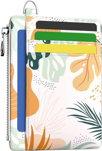 Miniatura 31 de Hancynir Cartera delgada para mujer con soporte para tarjetas de crédito RFID, pequeña mini funda para tarjetas con bolsillo frontal de PU, cartera