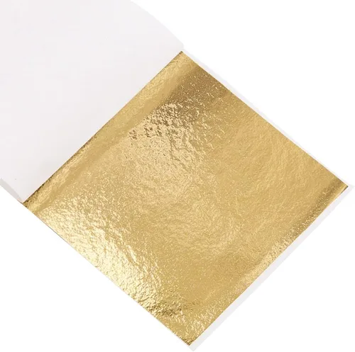KINNO Láminas de Hoja Dorada - Papeles de Hoja de Metal de Imitación de 5.1" por 5.3" Multiusos para Artes, Slime, Manualidades, Doradura, Arte de