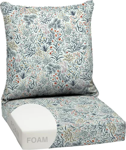 Miniatura 140 de Arden Outdoor Deep Seat Cushion Set, 24 x 24 pulgadas, Cojín para patio resistente al clima, a la lluvia y a la decoloración para silla, sofá y sofá