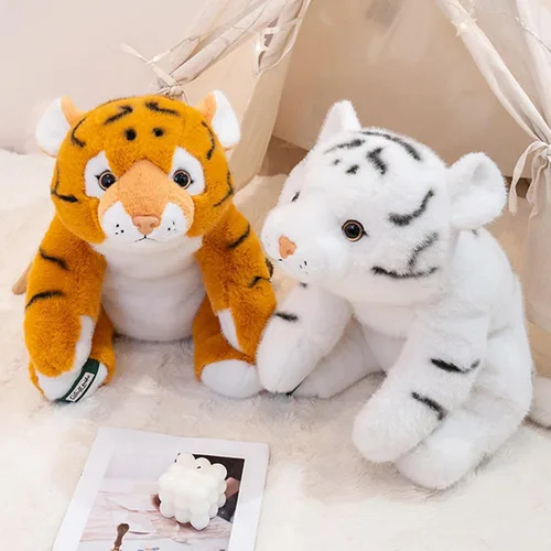 Miniatura 8 de Animal de peluche con peso de tigre blanco, almohada de peluche de tigre con peso de 17.7 pulgadas, juguetes de peluche de tigres suaves, almohada