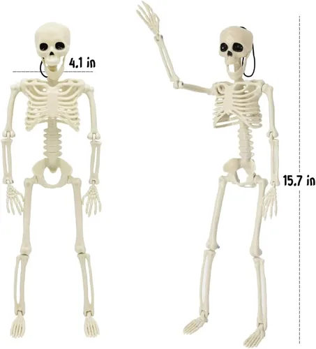 Miniatura 4 de CAMIRUS Paquete de 5 decoraciones de esqueleto de Halloween, mini esqueletos de cuerpo completo de 16 pulgadas con articulaciones articulables