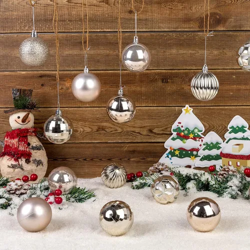 Miniatura 86 de AMS Esferas de Navidad de 2.36 pulgadas/60mm, 34 unidades, adornos grandes, decoraciones para fiestas, inastillables, colgantes festivos para Negro