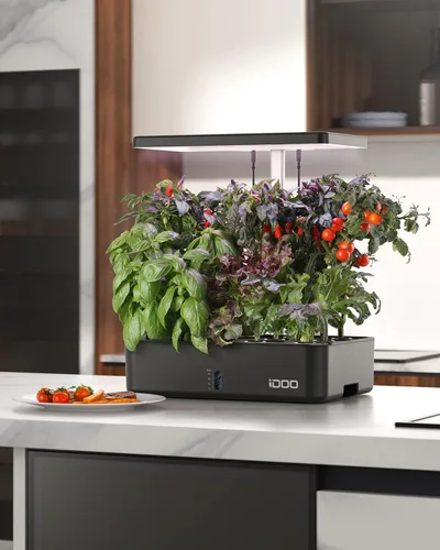 Miniatura 8 de iDOO Kit de sistema de cultivo hidropónico, 12 cápsulas, regalos de Navidad para mujeres, mamá, jardín de hierbas para interiores con luz LED
