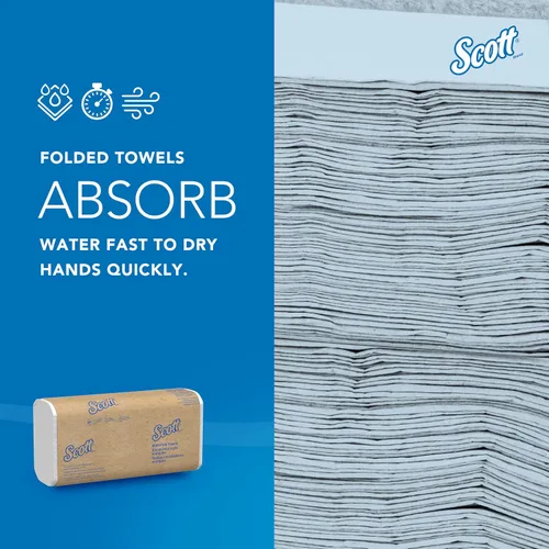 Miniatura 5 de Toallas de papel multifold universal Scott Professional, a granel (58091), bolsillos de absorción, blancas, toalla de 9.2"x9.4", blanca, comprimida
