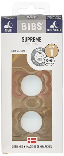 Miniatura 3 de BIBS Supreme Chupete para Bebé Paquete de 2 Hecho en Dinamarca Chupete Tranquilizador Sin BPA, Pezón Simétrico. Silicona, Talla 1 (0-6 Meses)