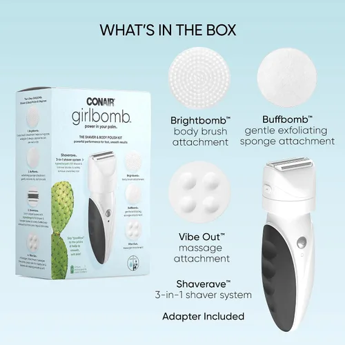 Miniatura 2 de Conair GIRLBOMB - Afeitadora para mujer y amortiguador corporal, húmedo/seco, recargable de iones de litio