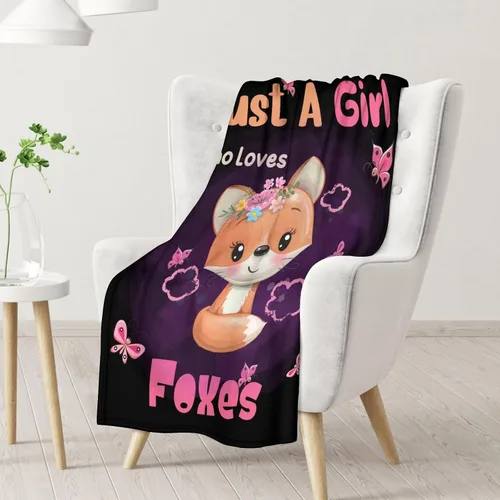 Miniatura 2 de Manta de zorro para niñas, suave, mullida y acogedora, manta de regazo de 30 x 40 pulgadas para sofá, oficina, lindas mantas cálidas, regalos