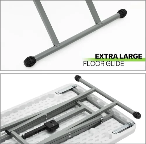 Miniatura 7 de Magshion Mesa plegable para TV con doble cruz, mesa auxiliar portátil de altura ajustable para comidas, portátiles, aperitivos, café