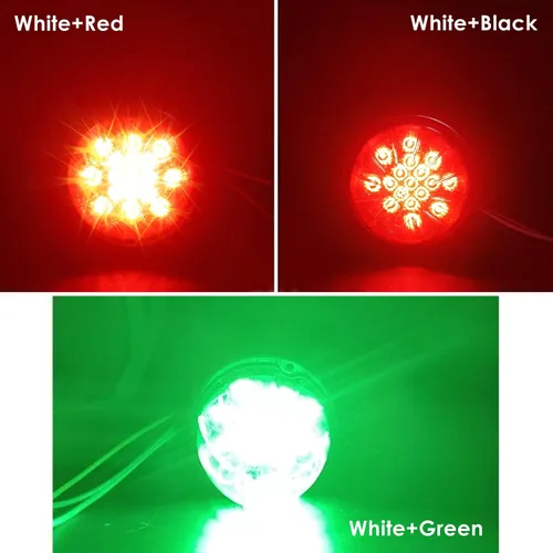 Miniatura 3 de 2 luces direccionales rojas de doble revolución y marcador a verde, auxiliares, 17 luces LED de sandía, lente transparente y bisel de acero