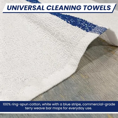 Miniatura 3 de Terry Bar Mop Blue Stripe [6 Pack - 16" x 19"] Blue Dish Towels for Kitchen, 100% Cotton, Reusable Dish Rags, Ultra Soft, Durable & Quick-Dry