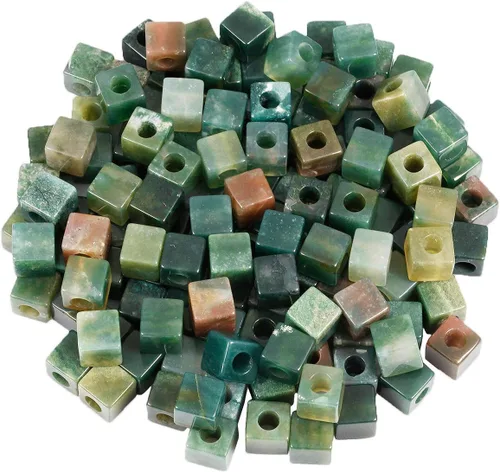 Miniatura 2 de TUMBEELLUWA Cuentas de piedra para la fabricación de joyas, cuentas sueltas de cristal curativo con agujero grande y forma cuadrada, paquete de 15