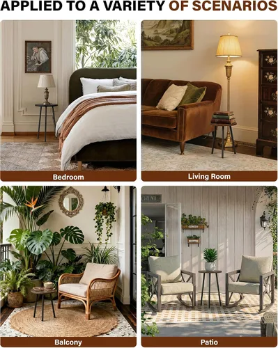 Miniatura 8 de Soporte alto para plantas de interior: soporte de esquina de madera para plantas, paquete de 2 unidades, decoración moderna de mediados de siglo