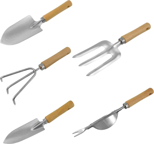 Miniatura 9 de Juego de 41 herramientas de jardinería de alta calidad, kit de herramientas de jardinería de acero inoxidable, con agarre de goma antideslizante
