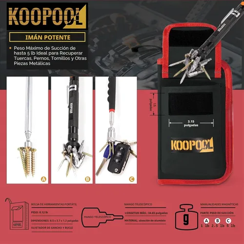 Miniatura 6 de Juego de herramientas de recogida magnética telescópica, telescopio de espejo de inspección, linterna LED, accesorios geniales para hombres, regalo