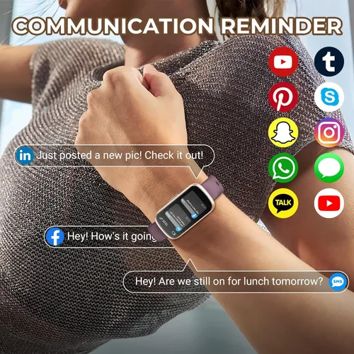 Miniatura 6 de Pulsera de fitness para mujeres y hombres, reloj inteligente con monitor de oxígeno en sangre, frecuencia cardíaca 24/7, monitor de sueño, calorías