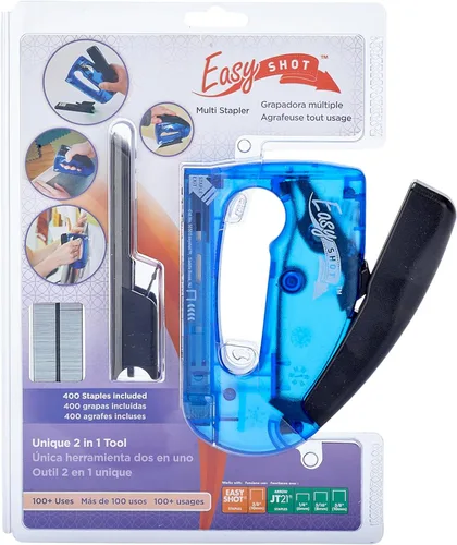 Arrow 5650DTB-6 Easy Shot - Pistola grapadora manual para decoración y manualidades, incluye base de grapado y 400 grapas JT21, color azul