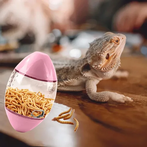 Miniatura 6 de ALI2 Lizard & Gecko - Juguetes de enriquecimiento interactivos con forma de rugby para dragones barbudos, lagartos y animales pequeños Rosado