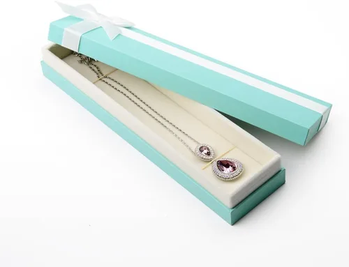 Oirlv Collar pulsera colgante caja de regalo con lazo blanco puro, caja de regalo de joyería para cumpleaños, aniversario, compromiso, propuesta
