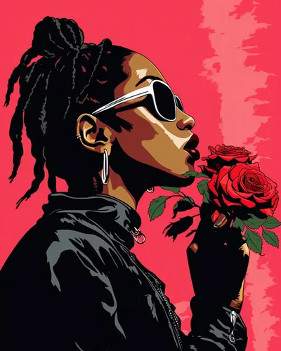 Miniatura 12 de Pintura por Números Afroamericana DIY Pintura Acrílica Kit de Pintura por Números para Niños Adultos Principiantes Chica Negra de Moda DIY Pintura