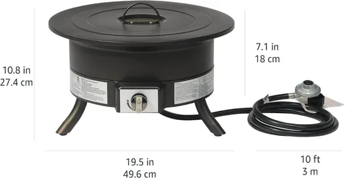 Miniatura 11 de Amazon Basics Fogata de propano portátil, redonda de 19 pulgadas, gas para patio, 55,000 BTU, correa de transporte