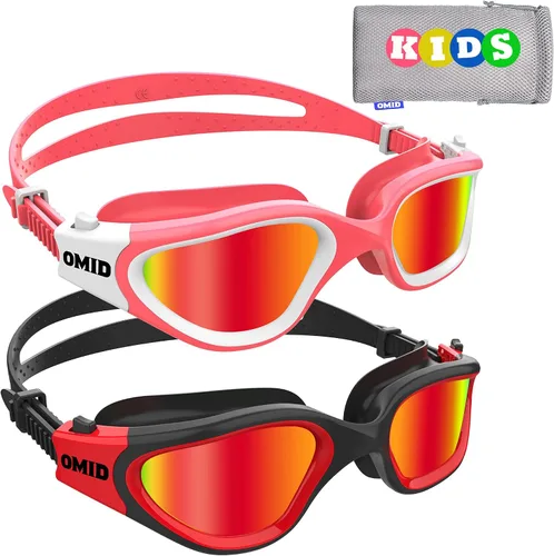 Miniatura 12 de OMID Gafas de natación para niños, P2 Mini, paquete de 2 gafas de natación polarizadas cómodas de 6 a 14 años A1 polarizado azul dorado + negro