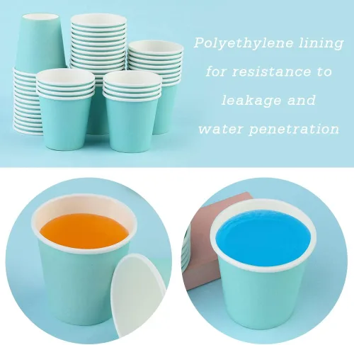 Miniatura 4 de Wuadua Paquete de 50 vasos de papel espresso azul de 3 onzas, resistentes y a prueba de fugas para fiestas, eventos, oficina, uso doméstico, vasos