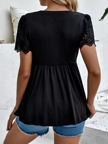 Miniatura 2 de Verdusa Camiseta de maternidad de manga corta con péplum festoneado para mujer