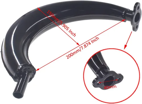 Miniatura 2 de HGC Silenciador de media luna de 1.575 in Silenciador de escape negro para 49cc 60cc 66cc 80cc motor motor de 2 tiempos bicicleta motorizada