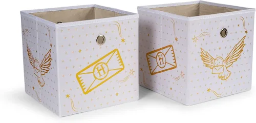 Ukonic Harry Potter Hedwig - Organizador de cubos de almacenamiento de 11 pulgadas, juego de 2, contenedor de cesta de tela, organizador de armario