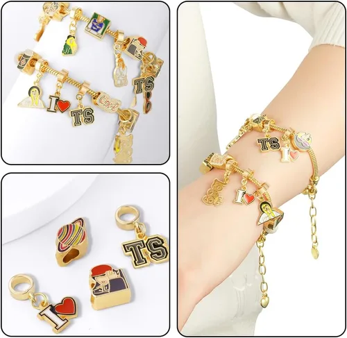 Miniatura 6 de AUAUY Pulseras de la amistad con cuentas, pulsera inspirada en cuentas de álbum, juego de pulseras TS hechas a mano para regalo de fanáticos, dijes