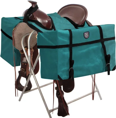 Miniatura 6 de Harrison Howard Robusto seguro versátil sobre la bocina contorneado sin rebote diseño alforja alforja bolsas portador Western Saddle Bag Negro