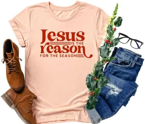 Miniatura 3 de Jesus Is The Reason For The Season Shirt, Christmas Shirts for Women Plus Size, Faith Based Christmas Tshirt, Stocking Stuffers Christian Gifts