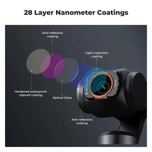Miniatura 5 de K&F Concept Filtro magnético de estrella para DJI Osmo Pocket 3, 6 puntos de pantalla cruzada Starburst Filtro de lente efecto brillante, vidrio