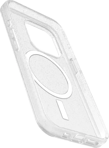 Miniatura 3 de OtterBox Funda transparente para iPhone 15 Pro (solamente) de la serie Symmetry, polvo de estrellas (transparente/plateado), se acopla a MagSafe