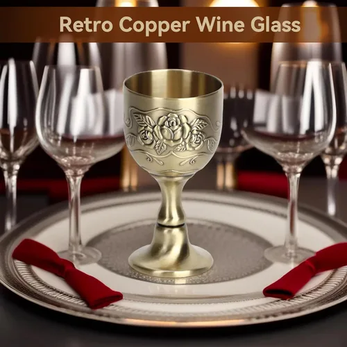 Miniatura 2 de Agatige Copas de cáliz vintage, de metal de cobre, para tostar, cáliz de vino, cáliz de flores, en relieve, mini tazas de comunión para bar en casa