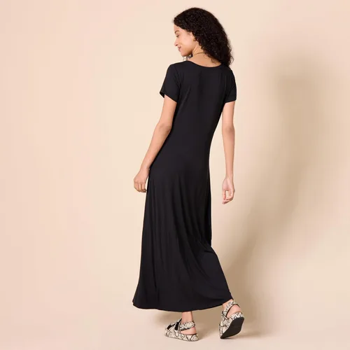 Miniatura 3 de Tienda Essentials Vestido Maxi de manga corta para mujer, fluido