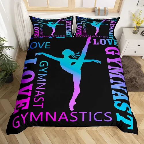 Feelyou Love Gymnastics - Juego de ropa de cama de gimnasia para niñas y niños, ejercicios de suelo, ballet, funda de edredón decorativa de Multi 902