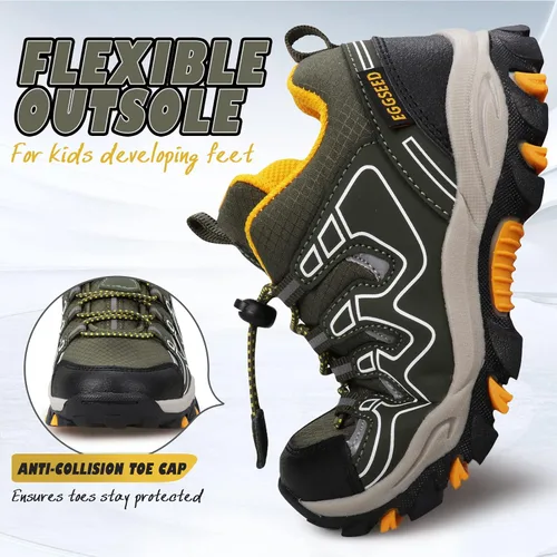 Miniatura 3 de UOVO Tenis para niños y niñas, para senderismo, correr, caminar al aire libre, tenis impermeables antideslizantes