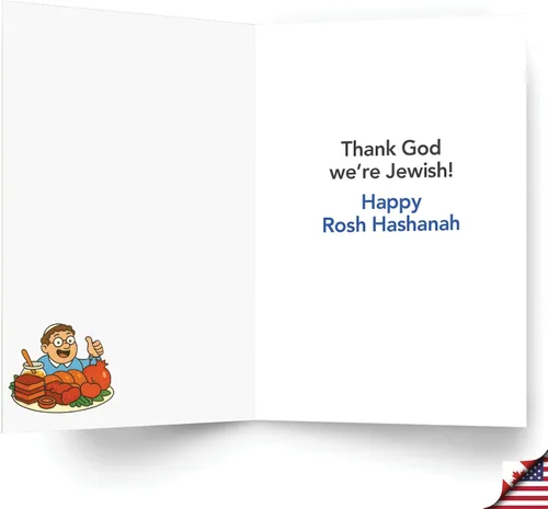 Miniatura 2 de NobleWorks Divertida tarjeta de felicitación Rosh Hashanah con sobre de 5 x 7 pulgadas (1 tarjeta), tarjetas navideñas judías, ingesta calórica
