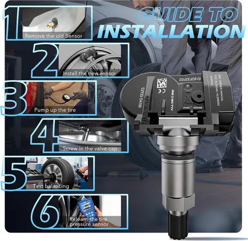 Miniatura 10 de RENECTIV Sensor TPMS, sensor de monitoreo de presión de neumáticos de 433 MHz apto para Kia Hyundai Replace#52933-D4100 52933-D9100 (4 piezas)