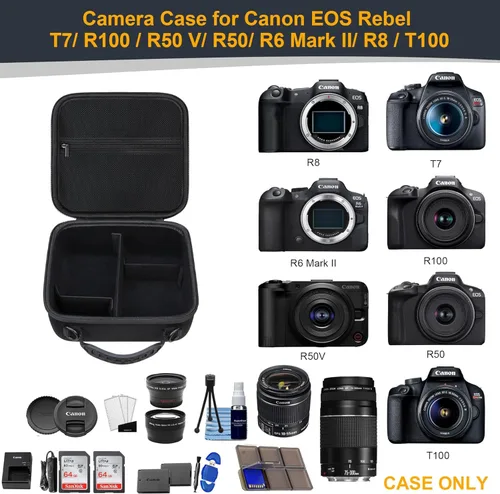 Miniatura 3 de RAIALL Estuche para cámara Canon EOS Rebel T7/R50/R50V/R100/R5/R6 Mark II/R7/R8/R10/RP/T6/Sony/Nikon D7500 Camera, estuche rígido de transporte