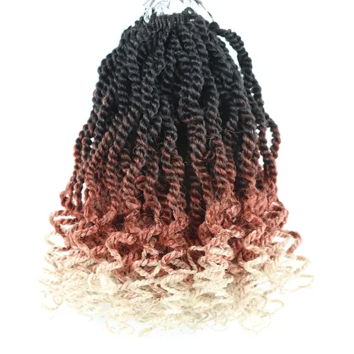 Miniatura 74 de Cabello rubio de ganchillo para mujeres negras, trenzas senegalesas onduladas de ganchillo de 12 pulgadas, trenzas kinky de ganchillo cortas 27613