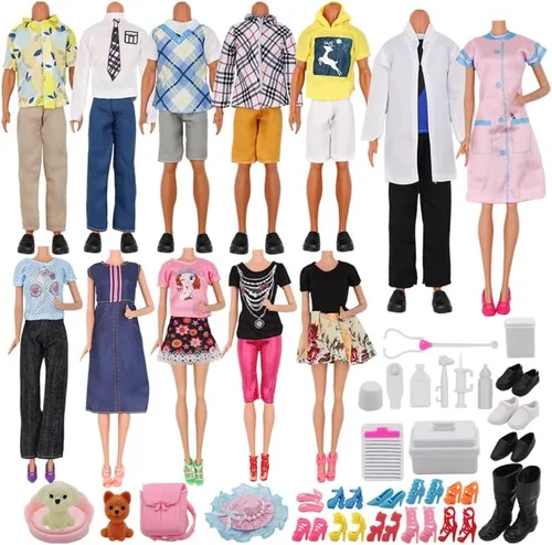 ZTWEDEN 71 piezas de ropa de muñeca y accesorios para muñecas de 12 pulgadas y muñecas de niña, juego de cuidado de mascotas, incluye 25 prendas de