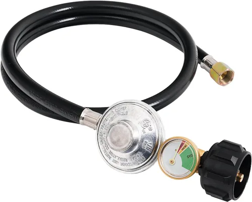 SHINESTAR Regulador y Manguera Universal para Parrilla de Gas de 3.5 Pies con Manómetro, Repuesto para Calentador de Patio, Weber, Charbroil,