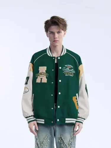 Miniatura 2 de Aelfric Eden Chaqueta universitaria con estampado de amor y letras para hombre, chaqueta de béisbol con gráficos vintage, unisex, ropa de calle
