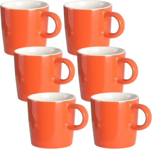 homEdge Mini Taza de Café de Porcelana Espresso, 4 Onzas / 120 ml, Tazas de Cerámica Pequeñas Demitasse para Espresso, Té - Juego de 6, Naranja